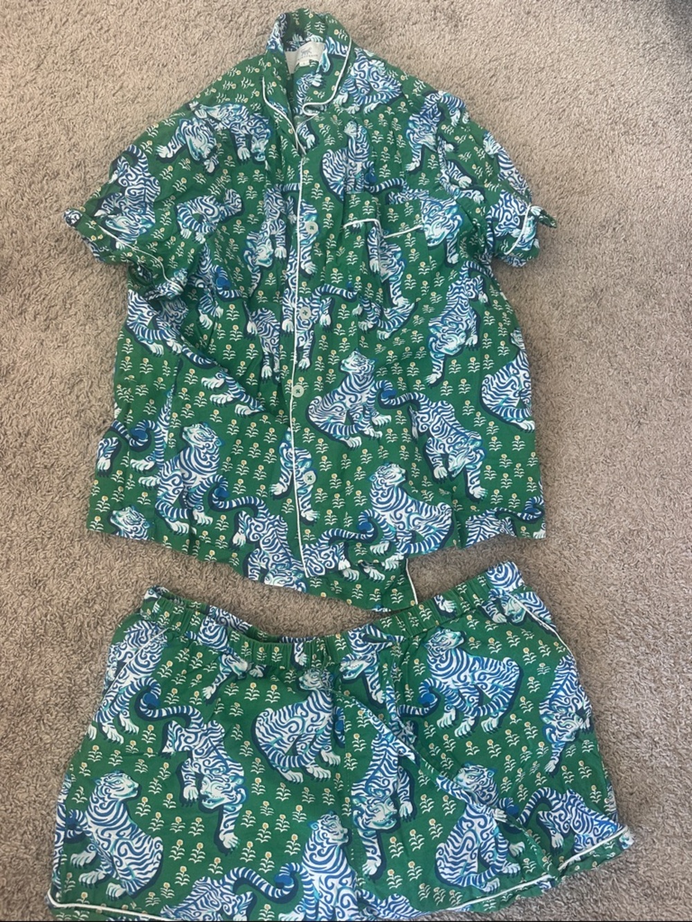 Printfresh womens Green Tiger Print Pajama Set size large